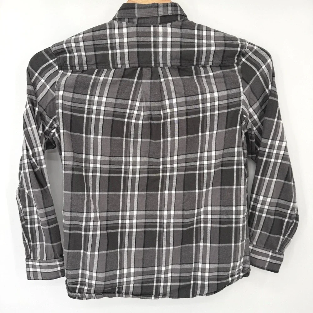 The North Face Shirt Mens L Grey Plaid Circular Design Flannel Button Down LS